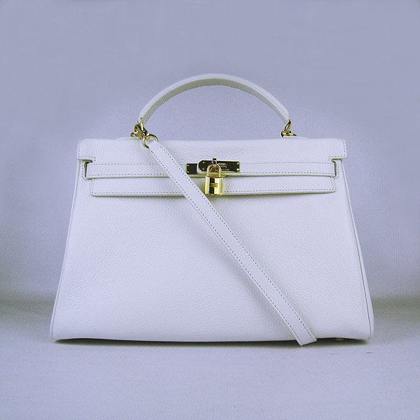 High Quality Hermes Kelly 35CM Togo Leather Bag White 6308 - Click Image to Close